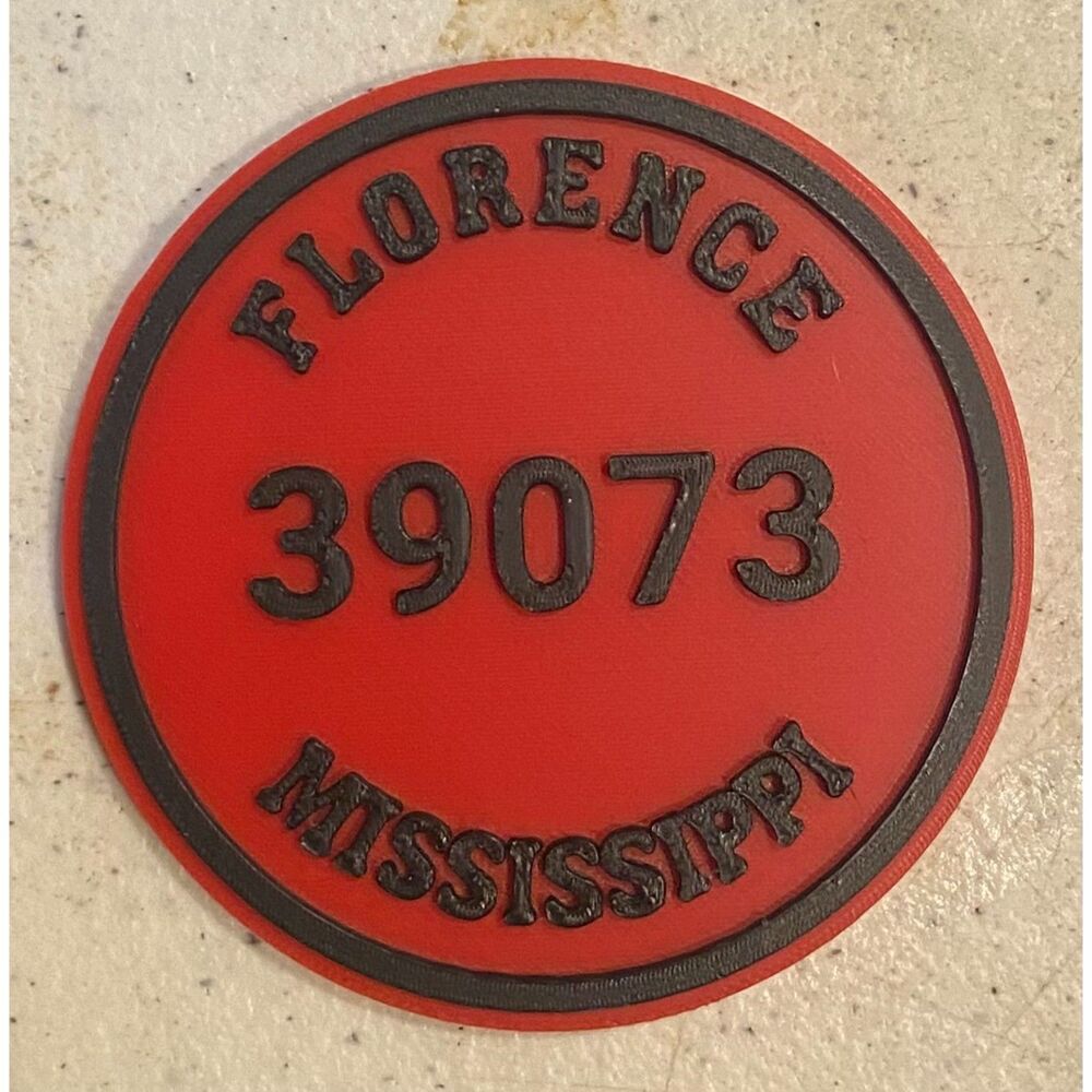 2-3/8" Zip Code Magnet - 39073 Florence, MS - Black over Red - M3001-0802